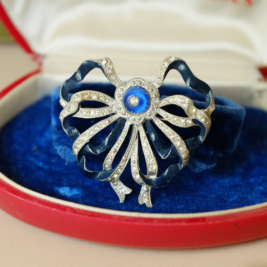 Early Pot Metal Bow with Blue Enamel 1930s