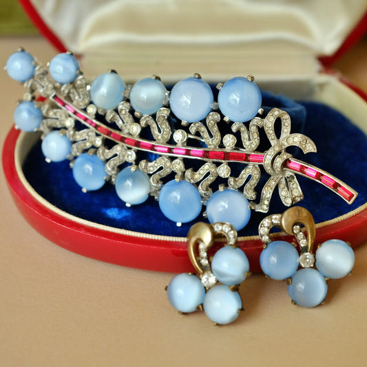 Vintage Mazer Faux Moonstones Set 1940s