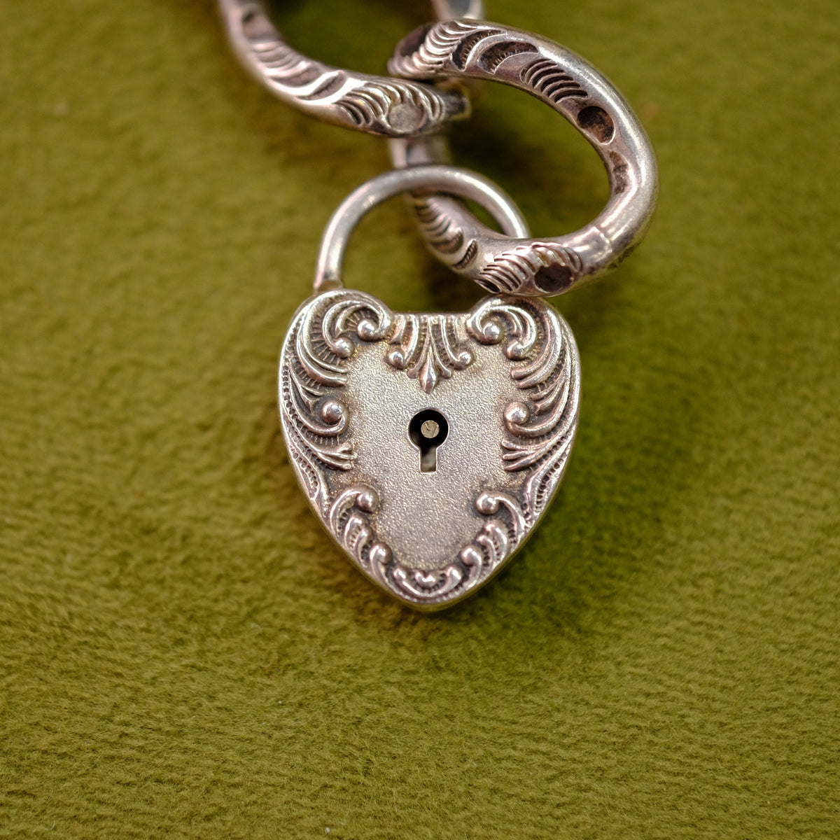 Sterling Victorian Key Heart Lock Bracelet