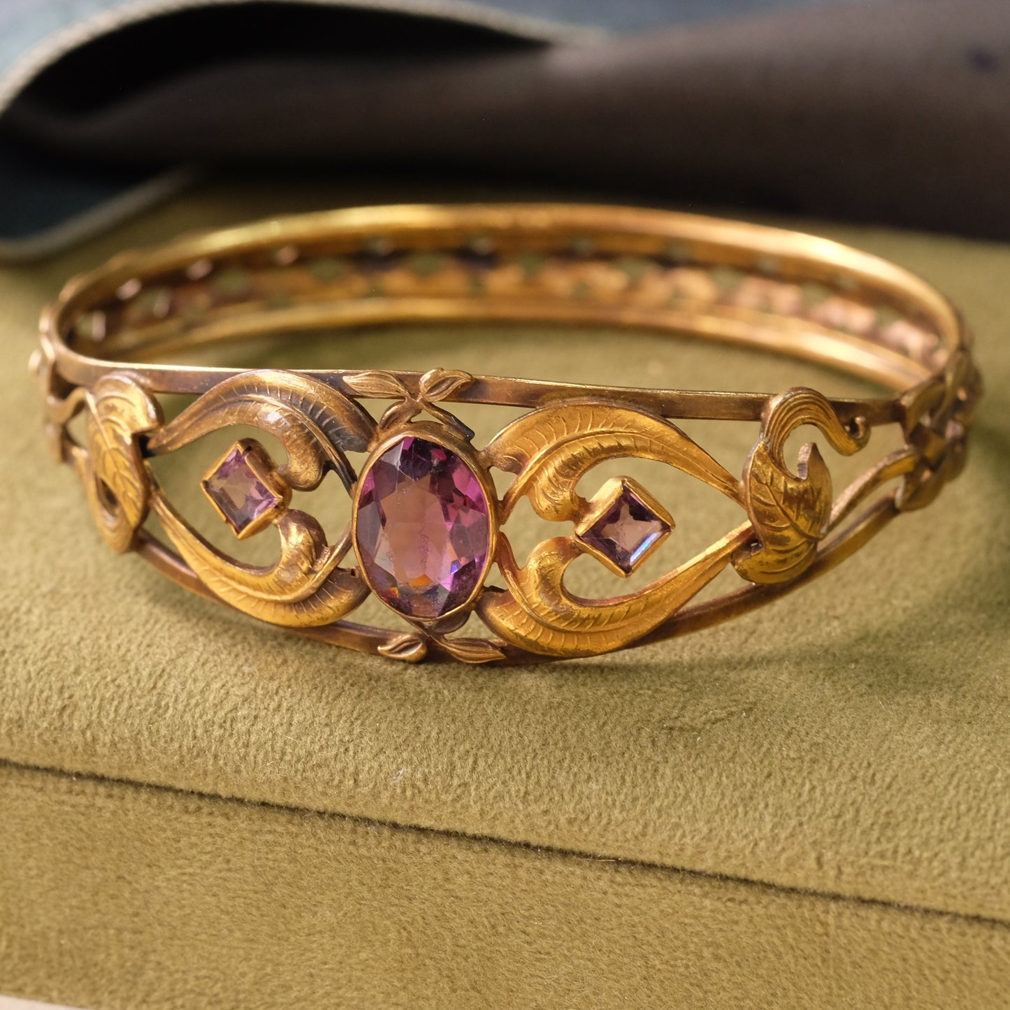 Victorian Gold Filled Lavender Paste Bangle