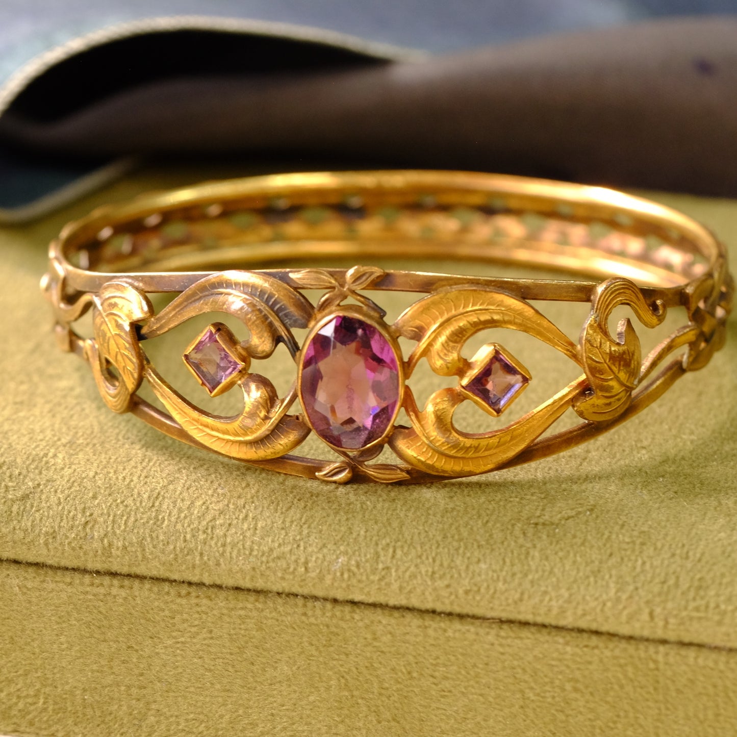 Victorian Gold Filled Lavender Paste Bangle