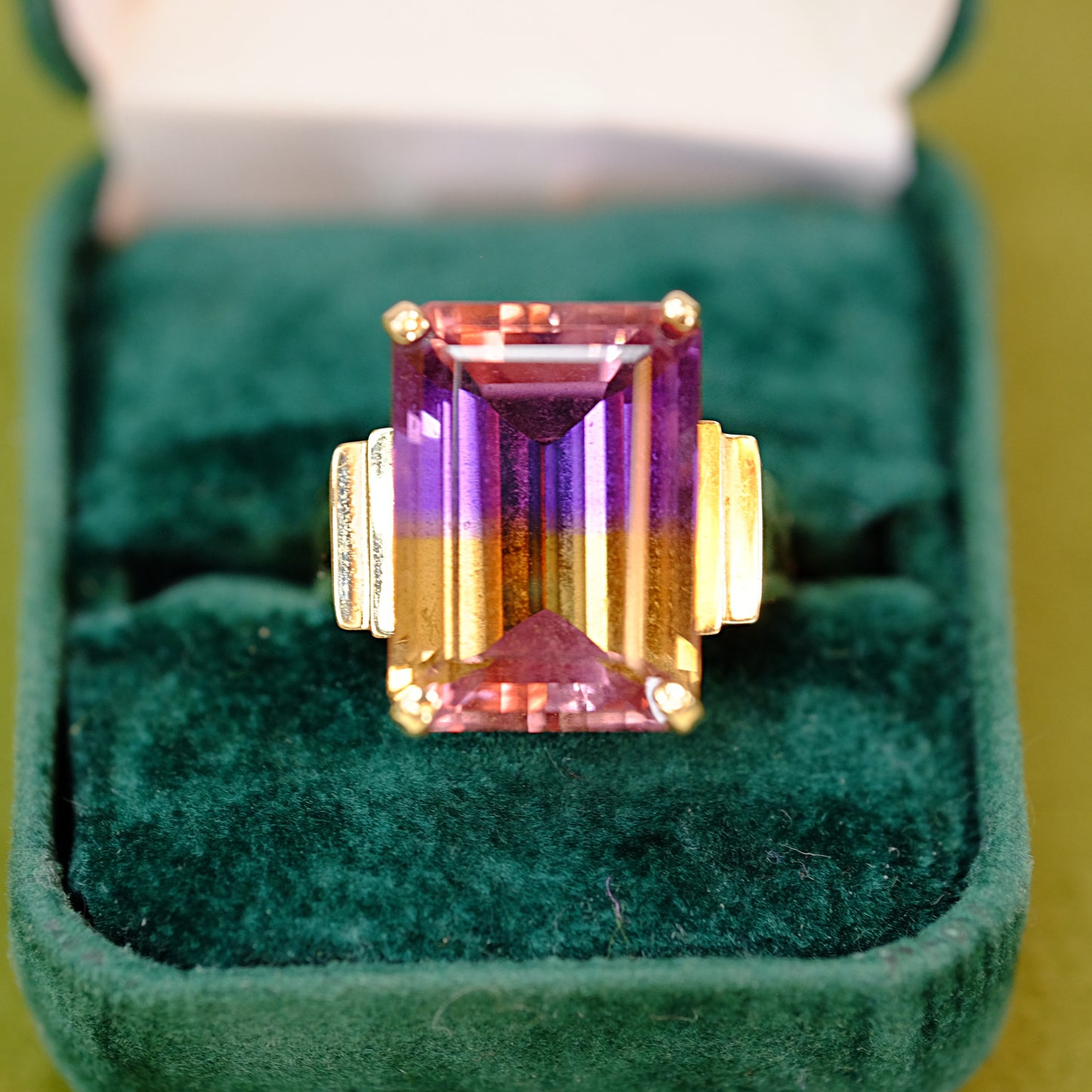 14k Gold Emerald Cut Amethyst Ring