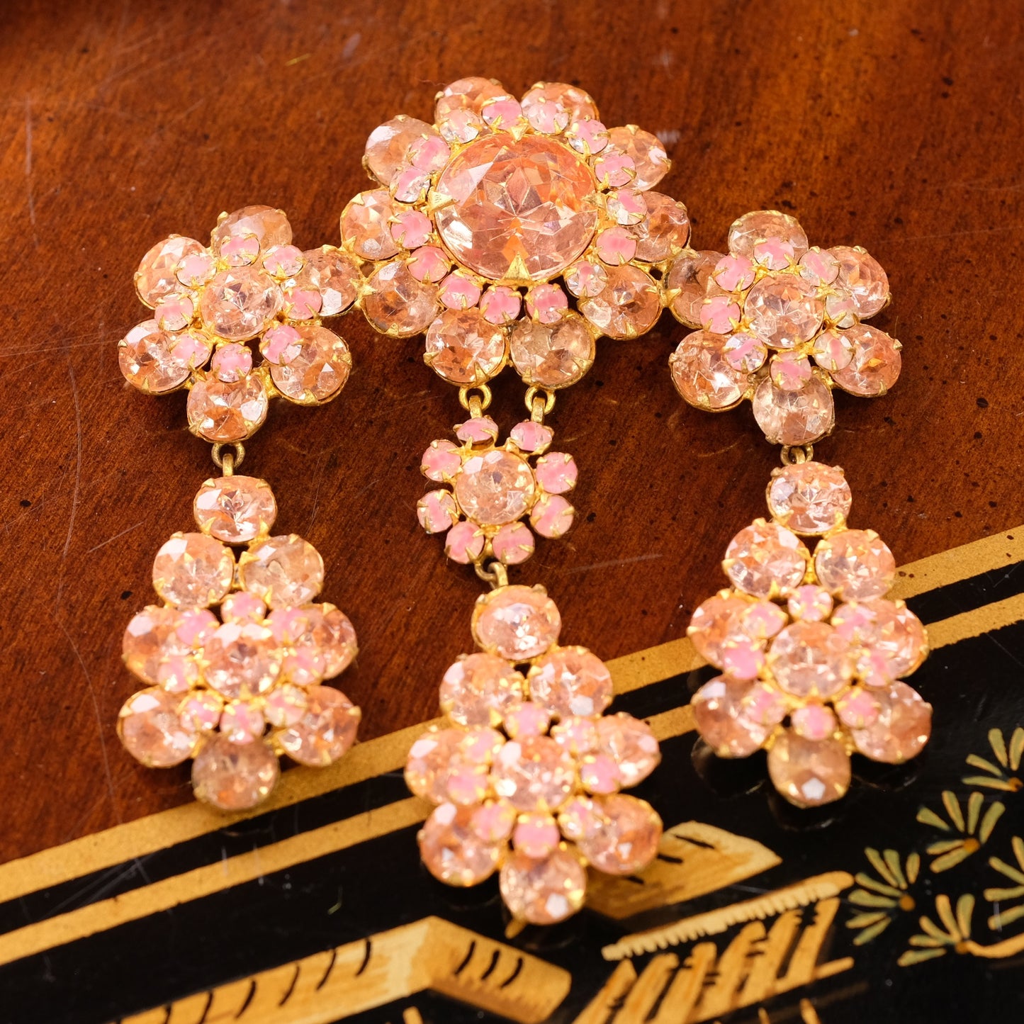 Roger Jean Pierre Pink Dangle Brooch 1950s