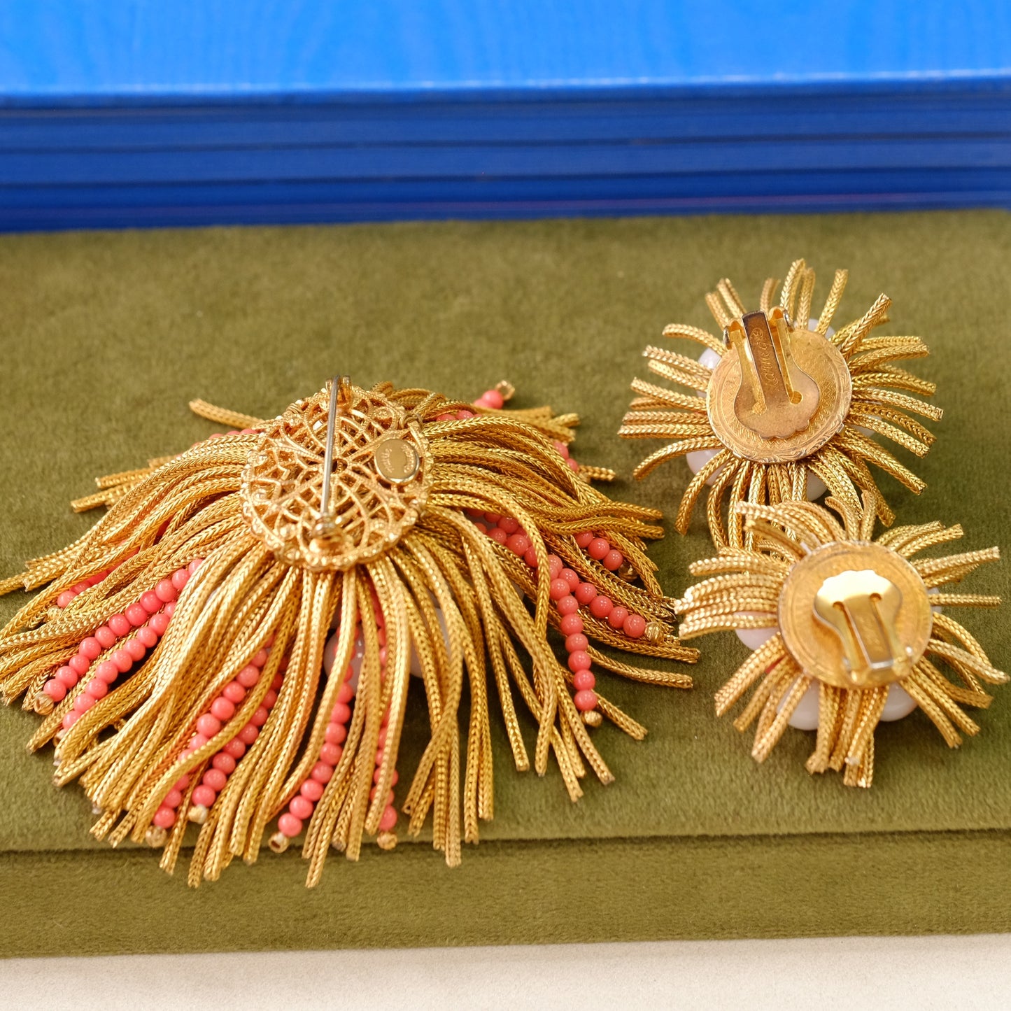 Rare Hattie Carnegie Kinetic Brooch and Earrings Set 1950s