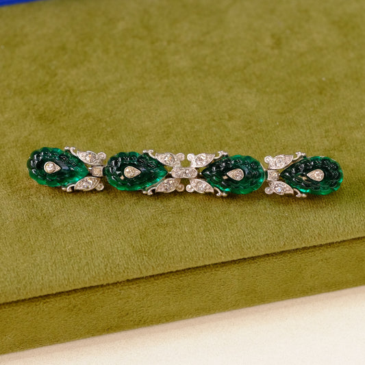 Trifari Molded Glass Bar Brooch 1940s