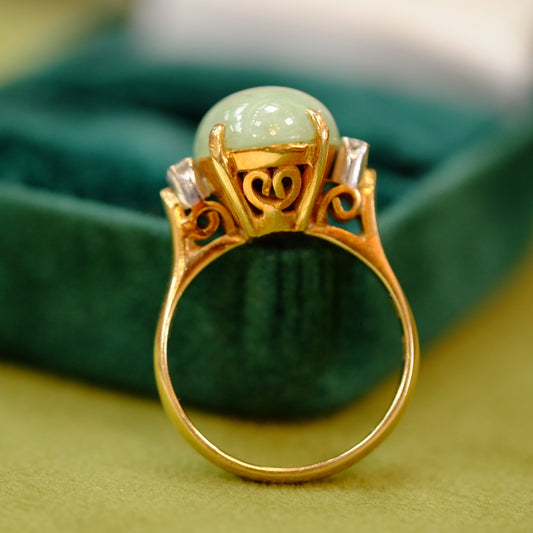 14k Gold Jadeite Diamond Ring