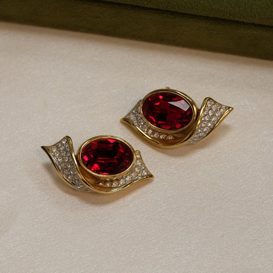 Swarovski Red Crystal Earrings 1990s