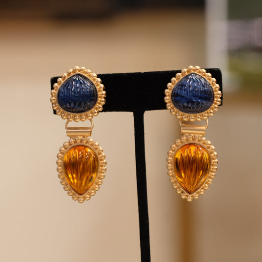 Moans Couture Amber Blue Earrings