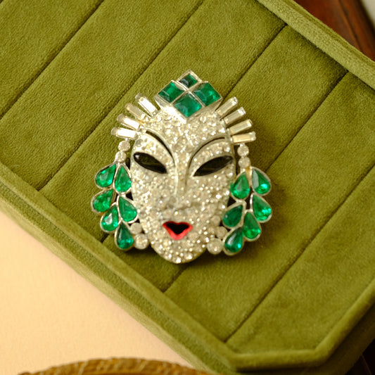 Vintage Reinad Face Mask Brooch 1930s