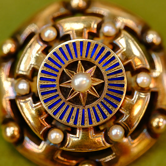 Victorian Star Pearl Brooch with Hair