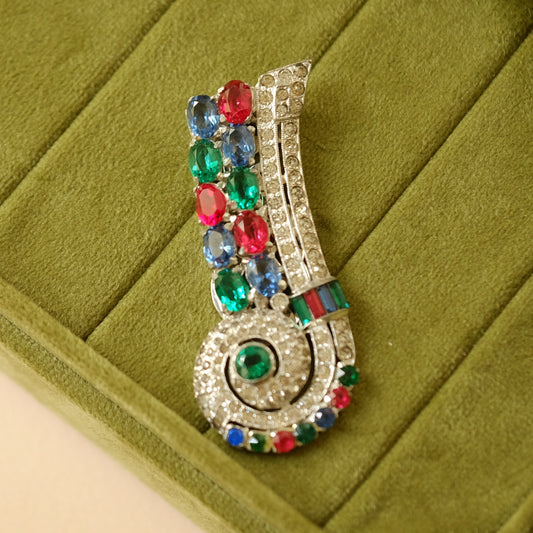 Jewel tone Dress Clip by Marcel Boucher 1930s