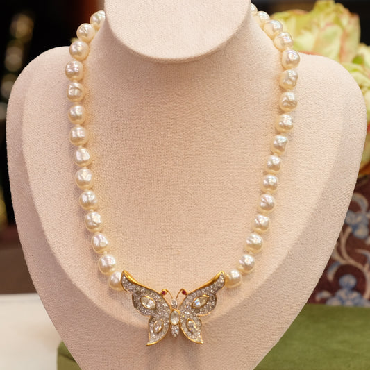 Attwood & Sawyer Butterfly Pearl Necklace