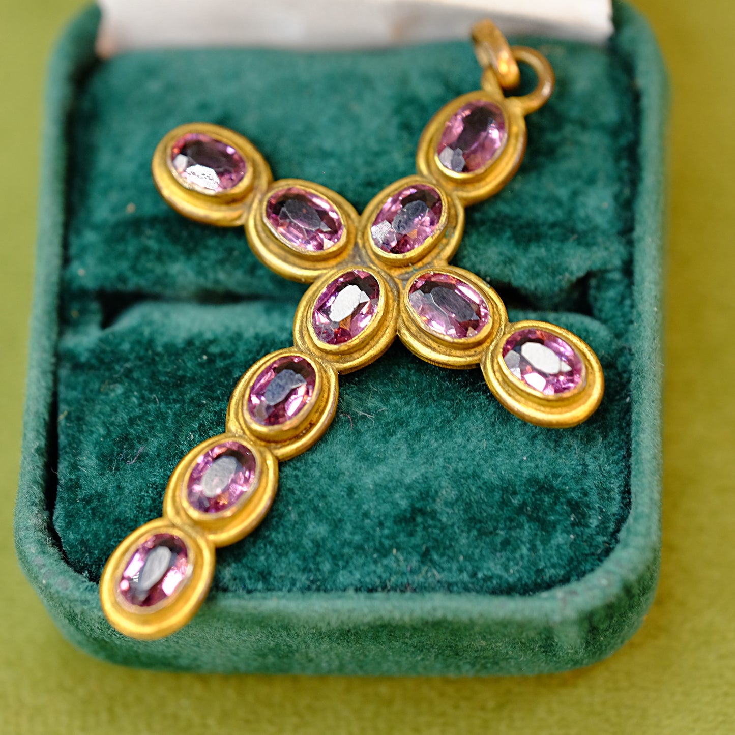 Victorian Cross Pendant with Purple Paste