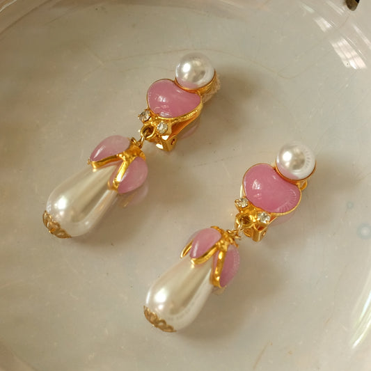 Moans Couture Blush Pink Glass Earrings