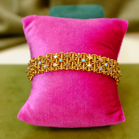 Gold Plated Bracelet with Turquoise Beads