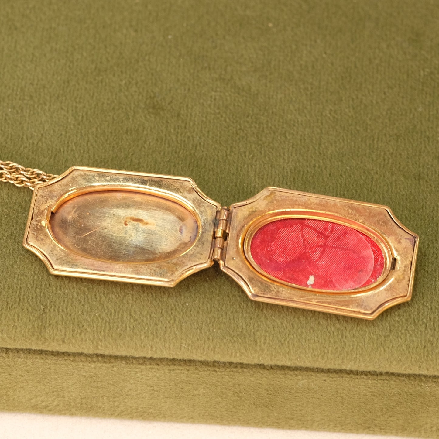 12K Locket Necklace Oblong Etching