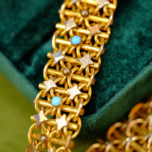 Gold Plated Bracelet with Turquoise Beads