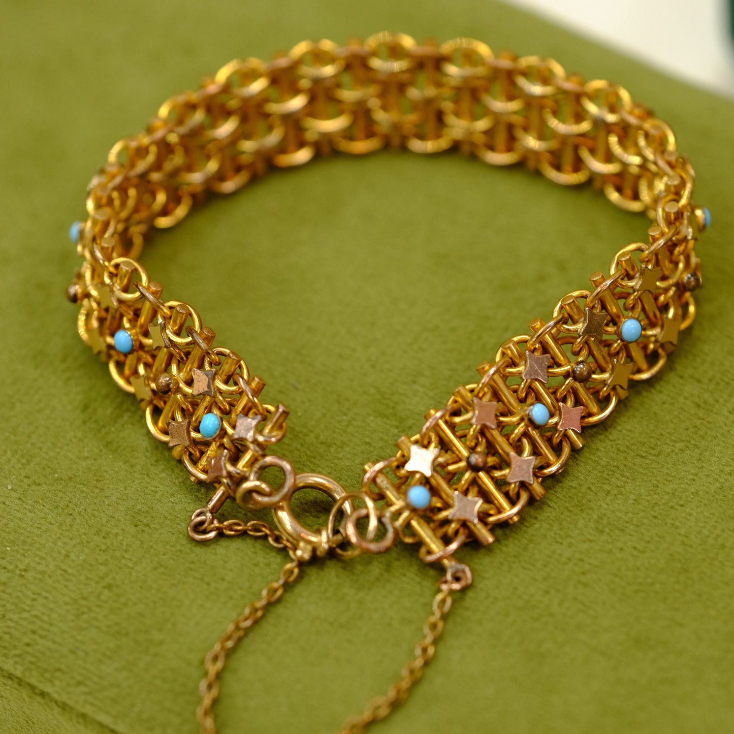 Gold Plated Bracelet with Turquoise Beads