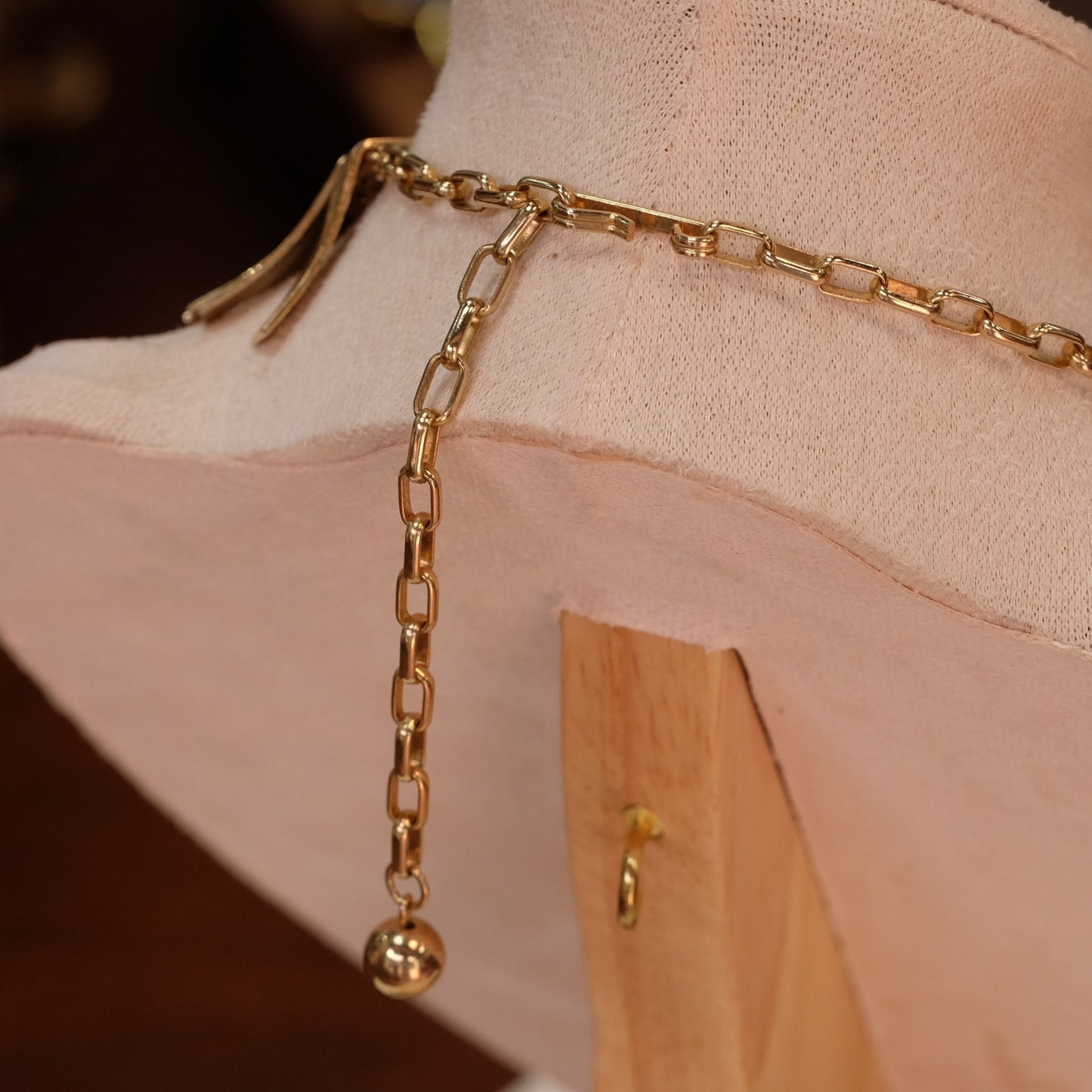 Egyptian Revival Gold tone Brushed Necklace 1970s