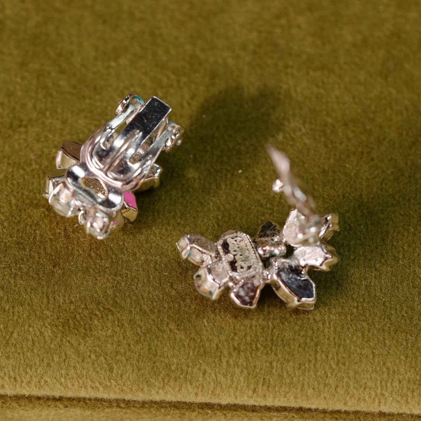 Christian Dior Germany 1970 Clear Rhinestones Earrings