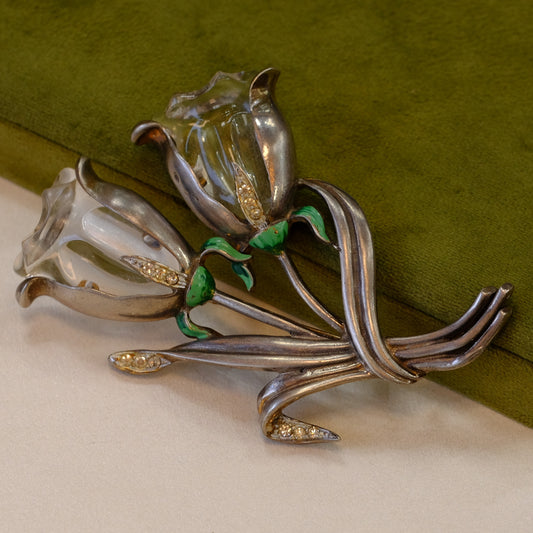 Vintage Lucite Jelly Belly Flower Brooch 1930s