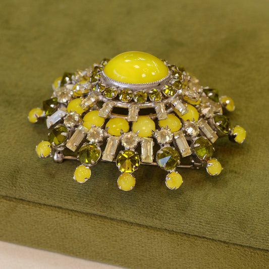 Schreiner Yellow Dimensional Brooch 1960s