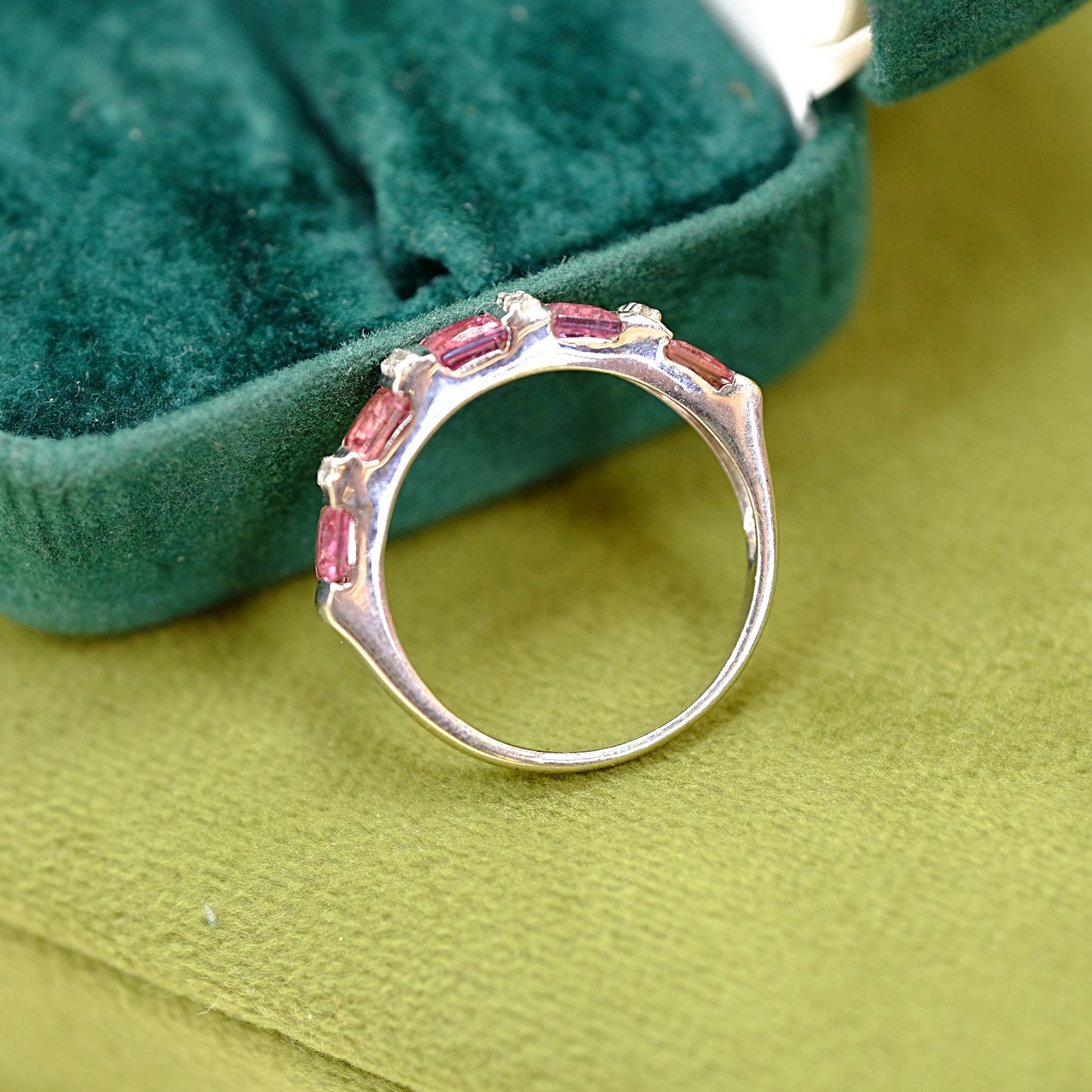 10k White Gold Tourmaline and Clear Topaz Ring