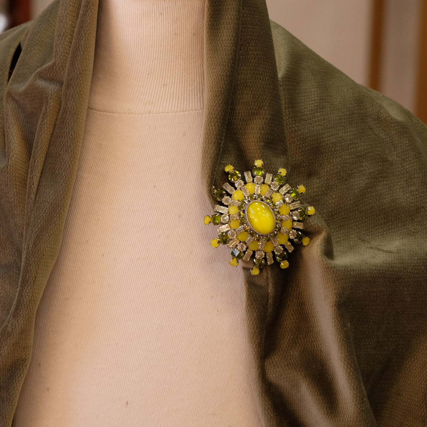 Schreiner Yellow Dimensional Brooch 1960s