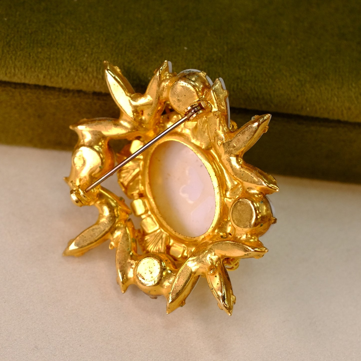 Vintage Milk Glass Brooch 1950s