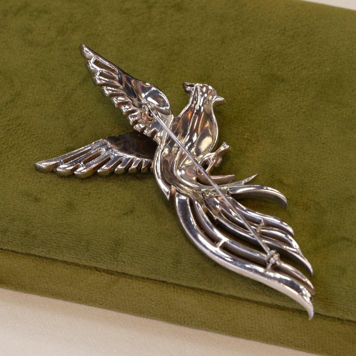 Trifari Pave Rhinestones Bird Brooch Book piece 1950s
