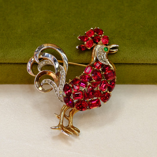 Trifari Alfred Phillipe Rooster Brooch 1940s