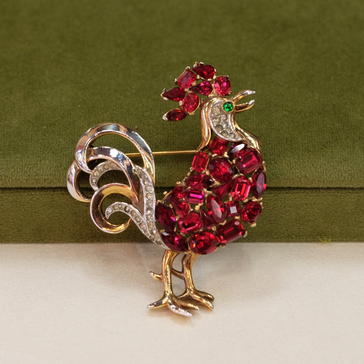 Trifari Alfred Phillipe Rooster Brooch 1940s