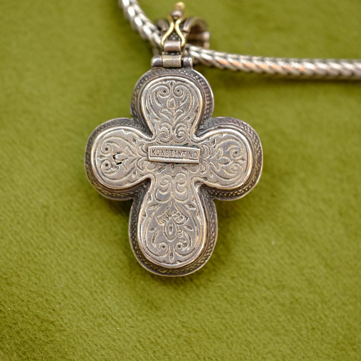 Konstantino Silver Cross with Pearl Necklace