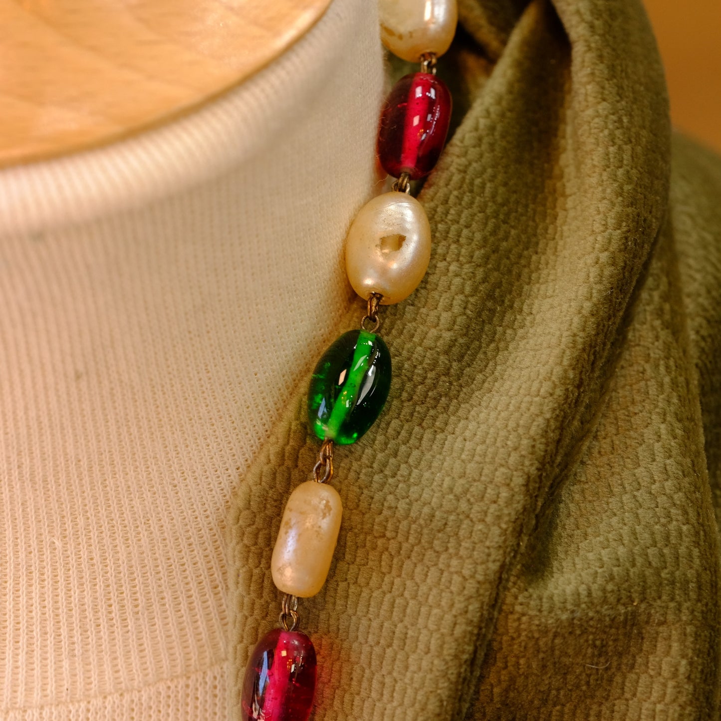 French Glass Gem Color Necklace 1950s