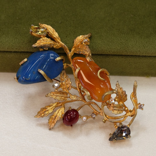 Hattie Carnegie Gemstone Brooch 1950s