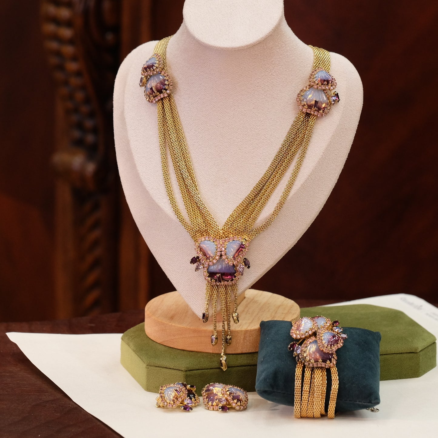 Hobe Iris Set Necklace, Bracelet, Earrings 1950s