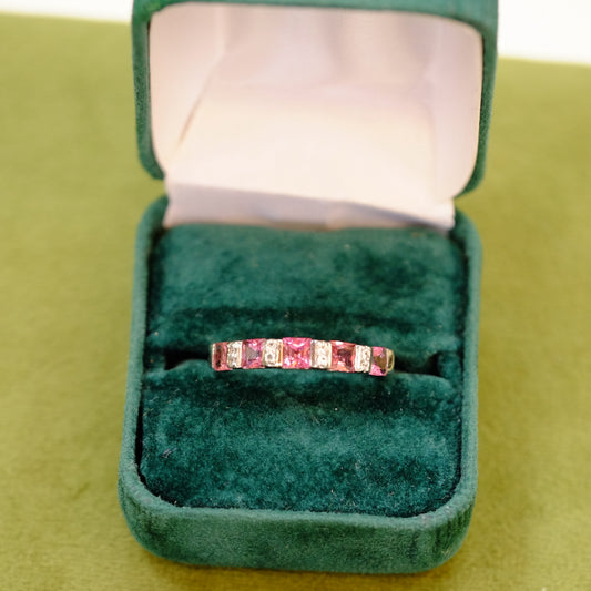 10k White Gold Tourmaline and Clear Topaz Ring