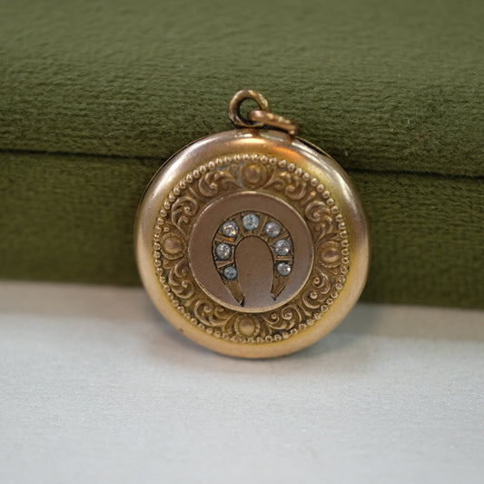 Gold Filled Horseshoe Round Locket