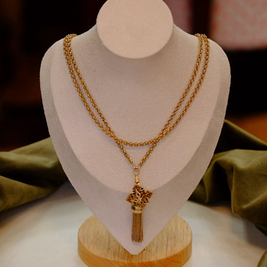Victorian 14K Gold Filled Slider Watch Chain with Tassel