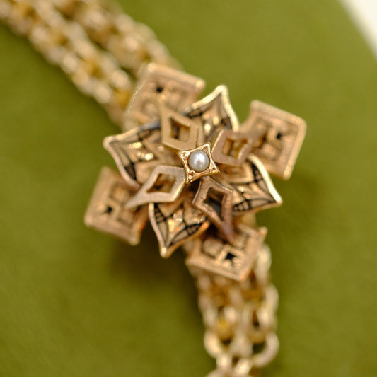 Victorian 14K Gold Filled Slider Watch Chain with Tassel