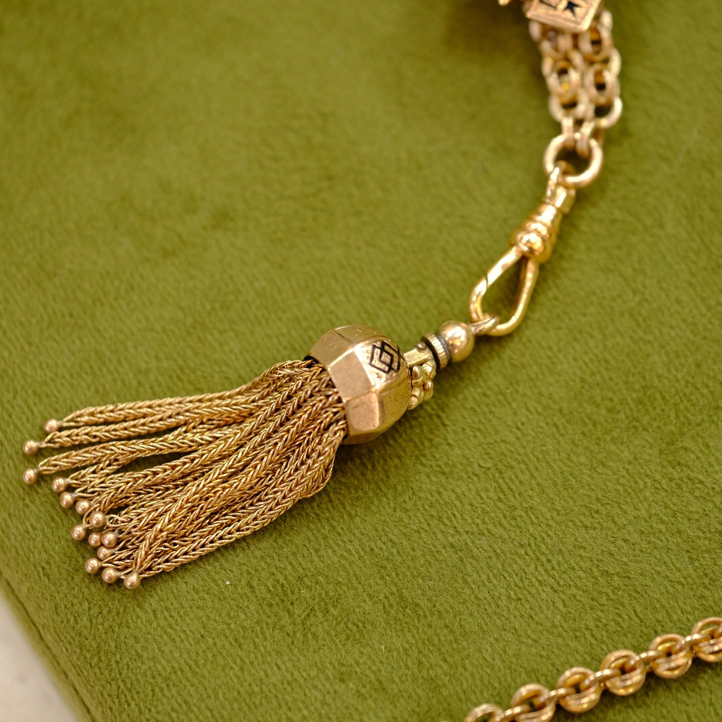 Victorian 14K Gold Filled Slider Watch Chain with Tassel