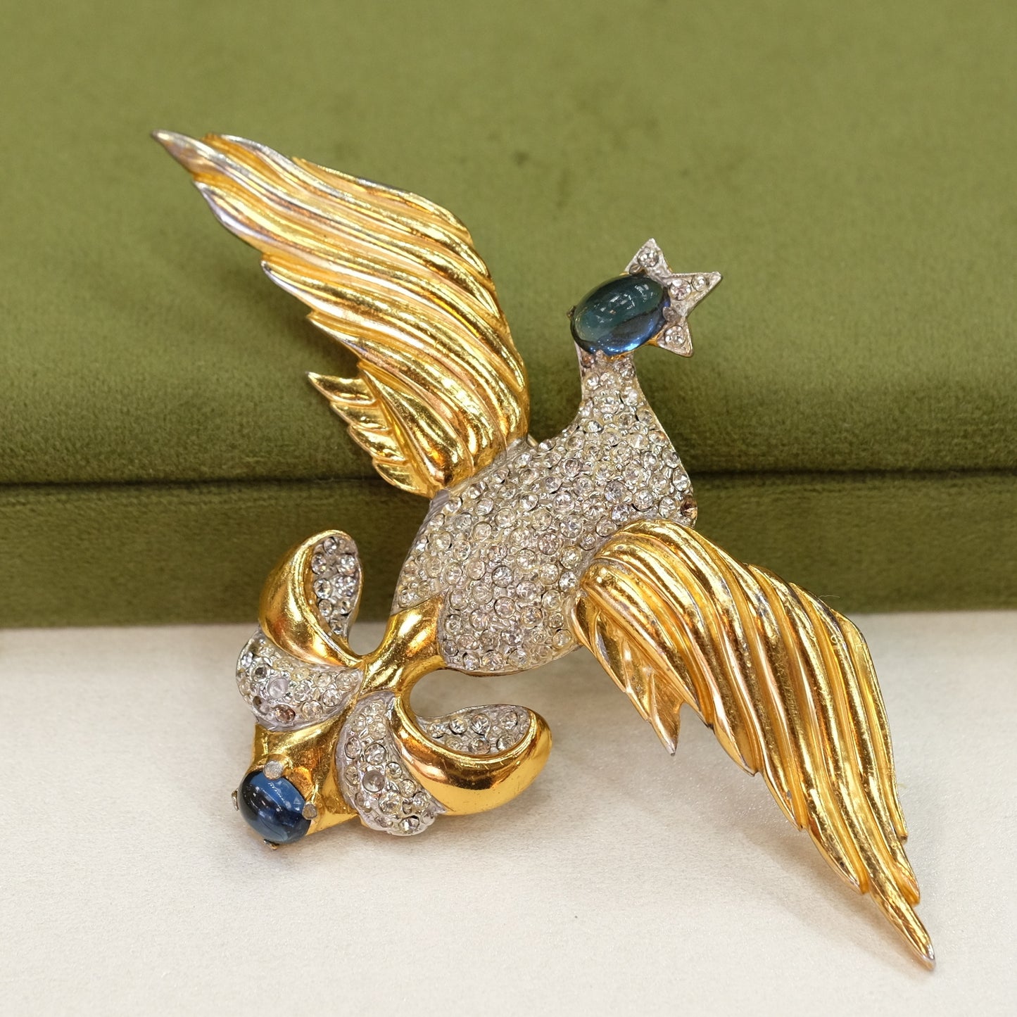 Leo Glass Phoenix Brooch 1940s
