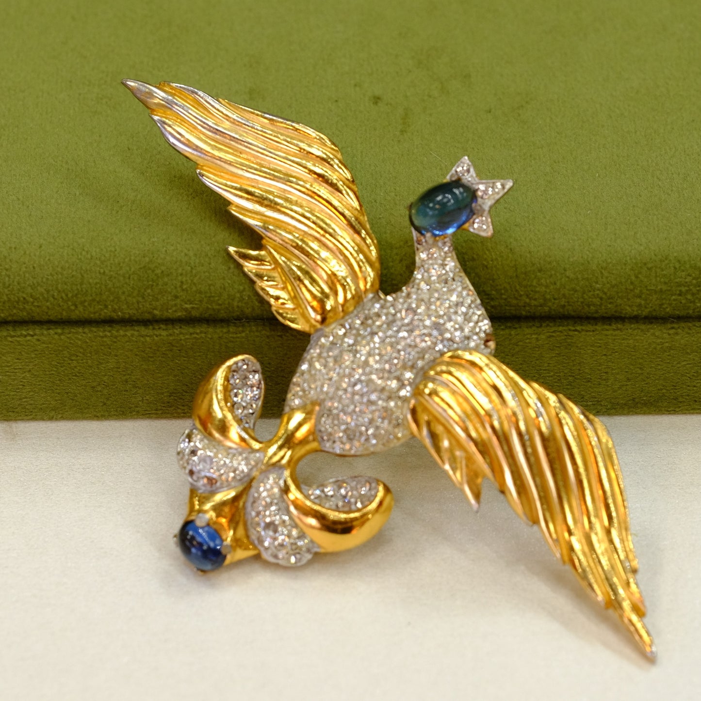 Leo Glass Phoenix Brooch 1940s