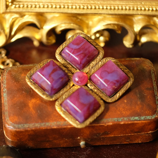 Vintage French Maltese Cross Pin and Pendant 1950s