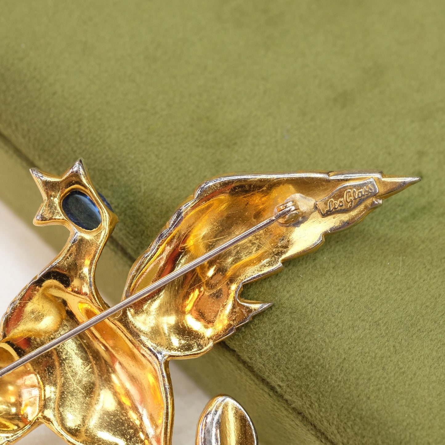 Leo Glass Phoenix Brooch 1940s