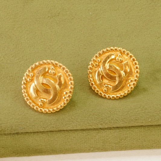 Vintage Chanel Logo Earrings with original Box 1990s