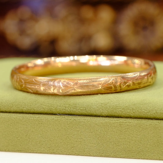 Edwardian Gold Filled etched bangle
