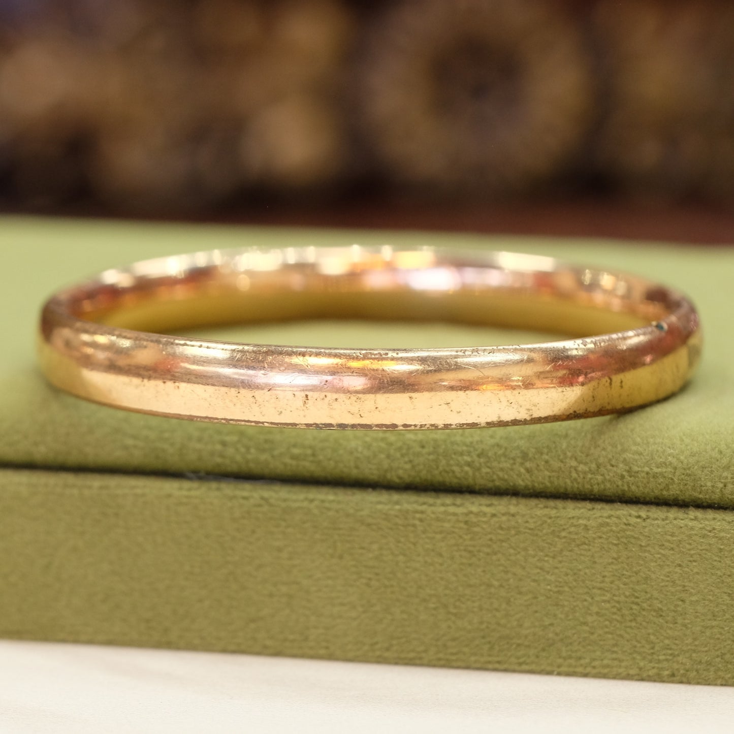 Edwardian Gold Filled etched bangle