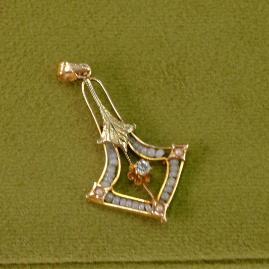 10k Gold Lavalier with Seed Pearls