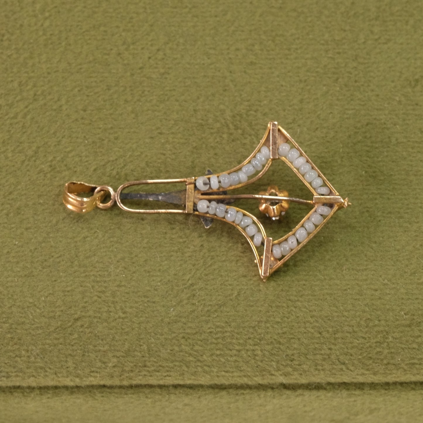 10k Gold Lavalier with Seed Pearls